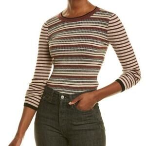 BAILEY44 Courtney Metallic Striped Sweater In Pinot